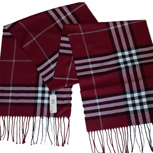 Scarf Womens Burgundy Neck Plaid Winter Scarf Tartan 100% Polyester - Picture 1 of 11